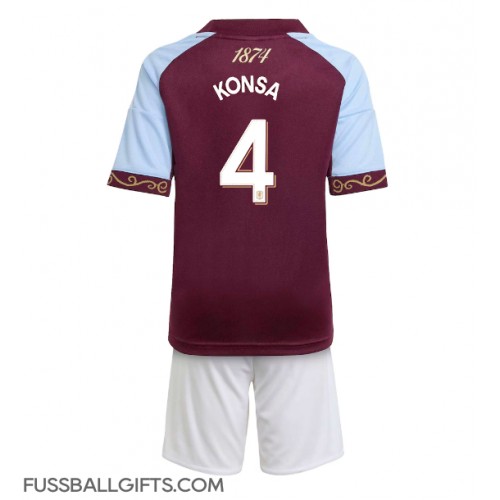 Aston Villa Ezri Konsa #4 Fußballbekleidung Heimtrikot Kinder 2025-26 Kurzarm (+ kurze hosen)